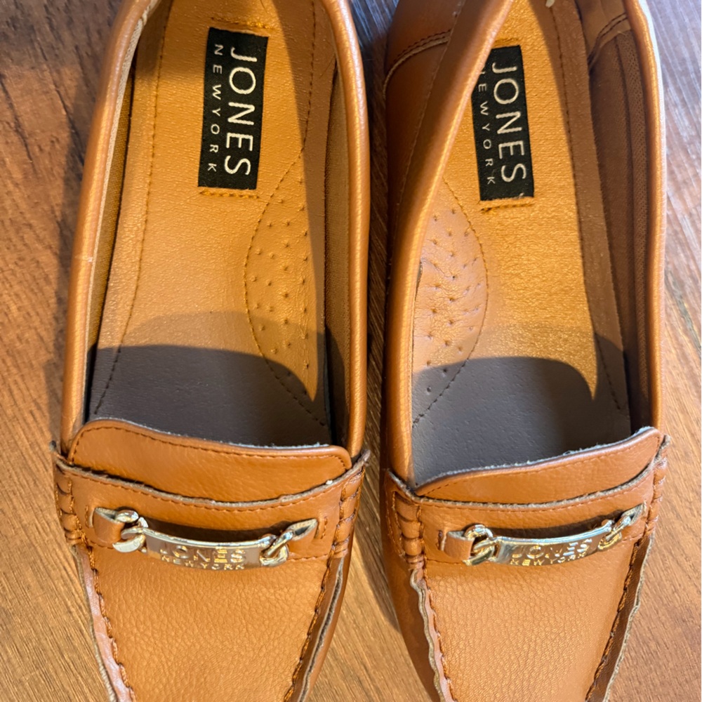 Jones New York Brown Loafers with Gold Accent
